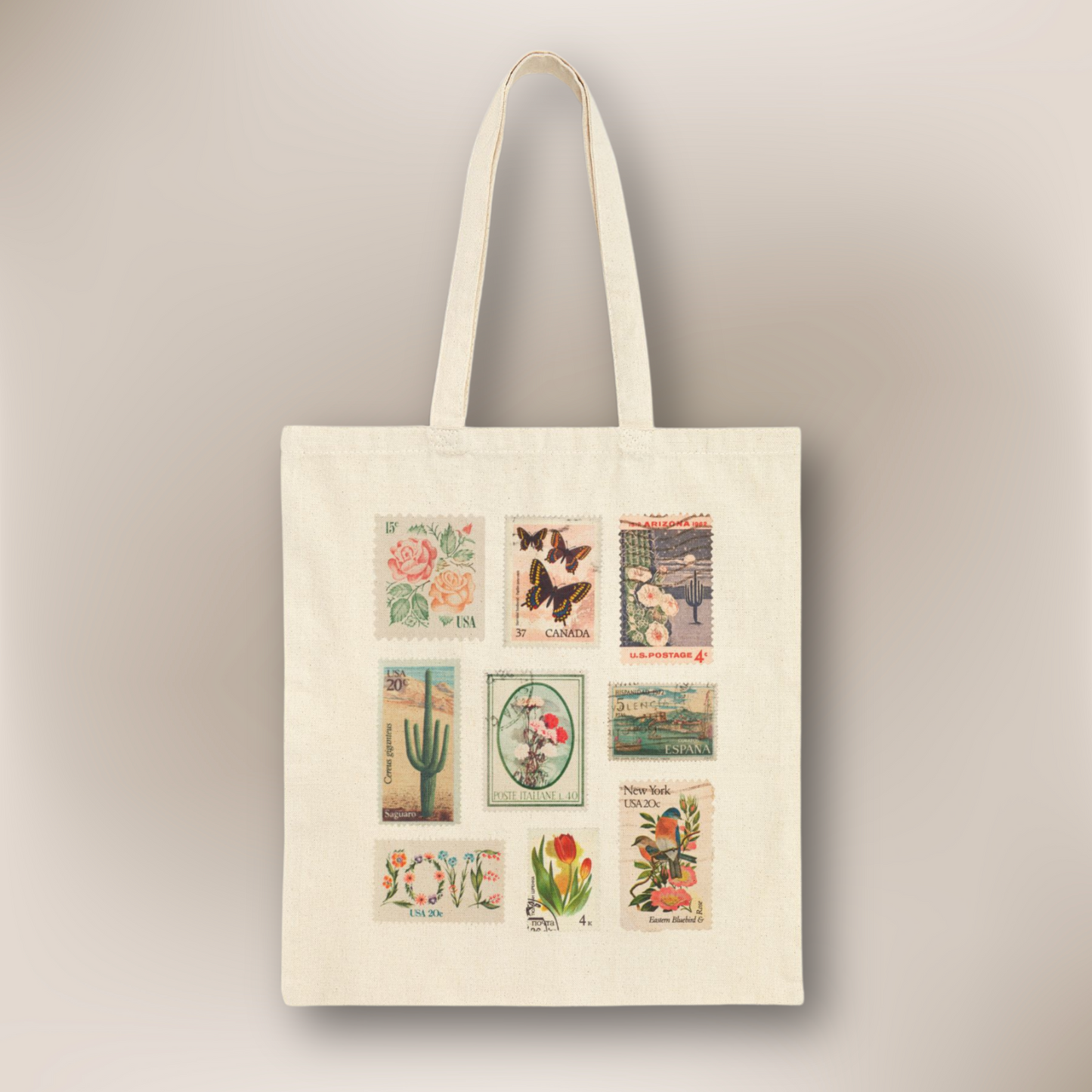 Vintage Stamps Canvas Tote Bag